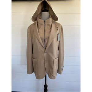 GIASONE Austin Hood Detachable Casual Blazer Jacket Camel Sport Coat Sz 44 R NEW